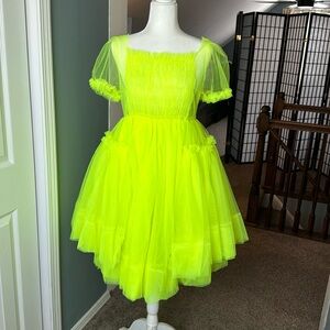 Neon Yellow Tulle Party Dress NWT
